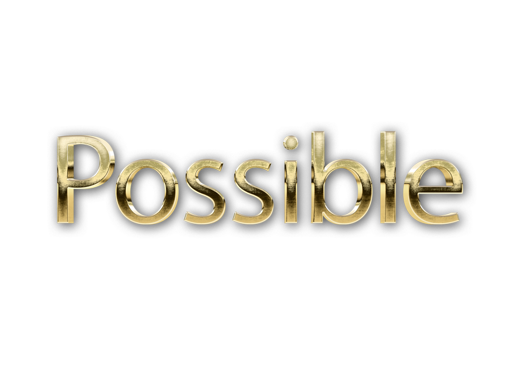 3D WORD POSSIBLE gold text effects art typography PNG images free